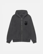 8 BALL ZIP HOODIE PIGMENT DYED BLACK