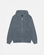 BUANA ZIP HOODIE PIGMENT DYED BLUE